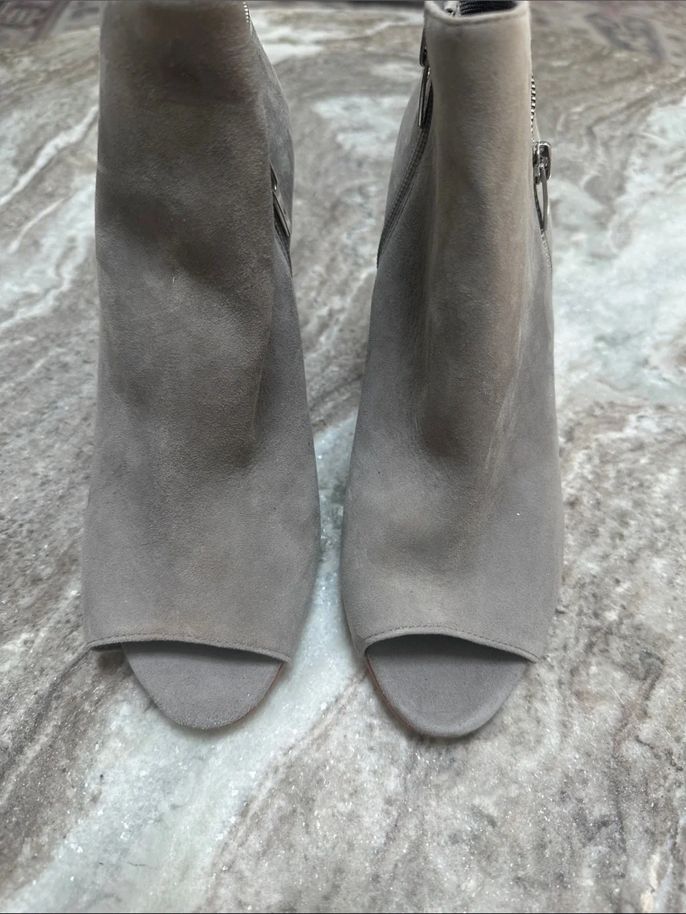 Marc Fisher Gray Suede Serenity Peep Toe Shoe Ankle Booties Size 8.5
